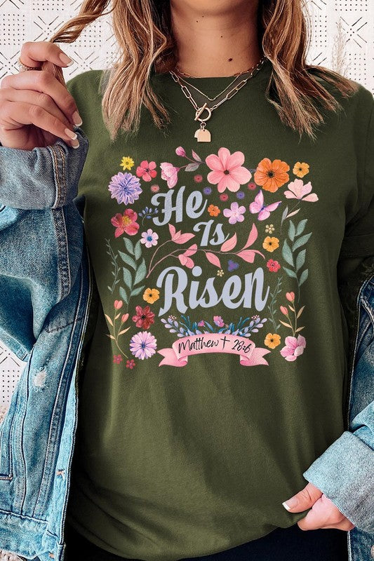 Floral He is Risen Tee