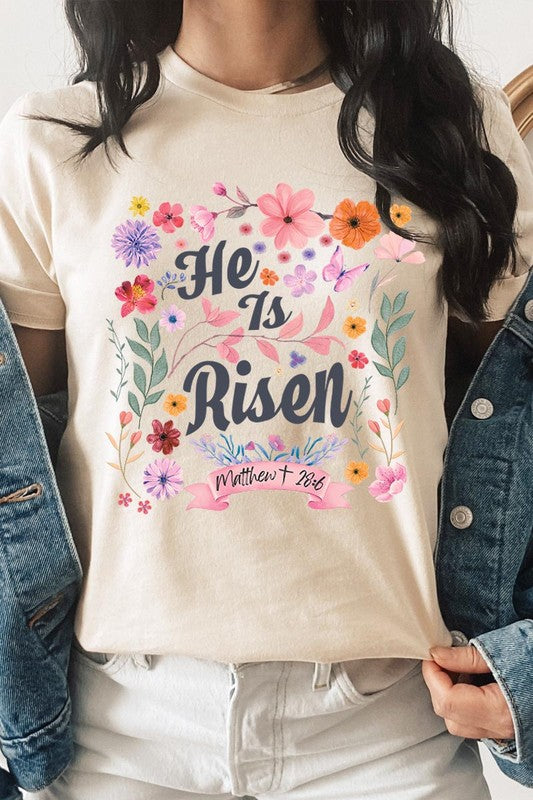 Floral He is Risen Tee