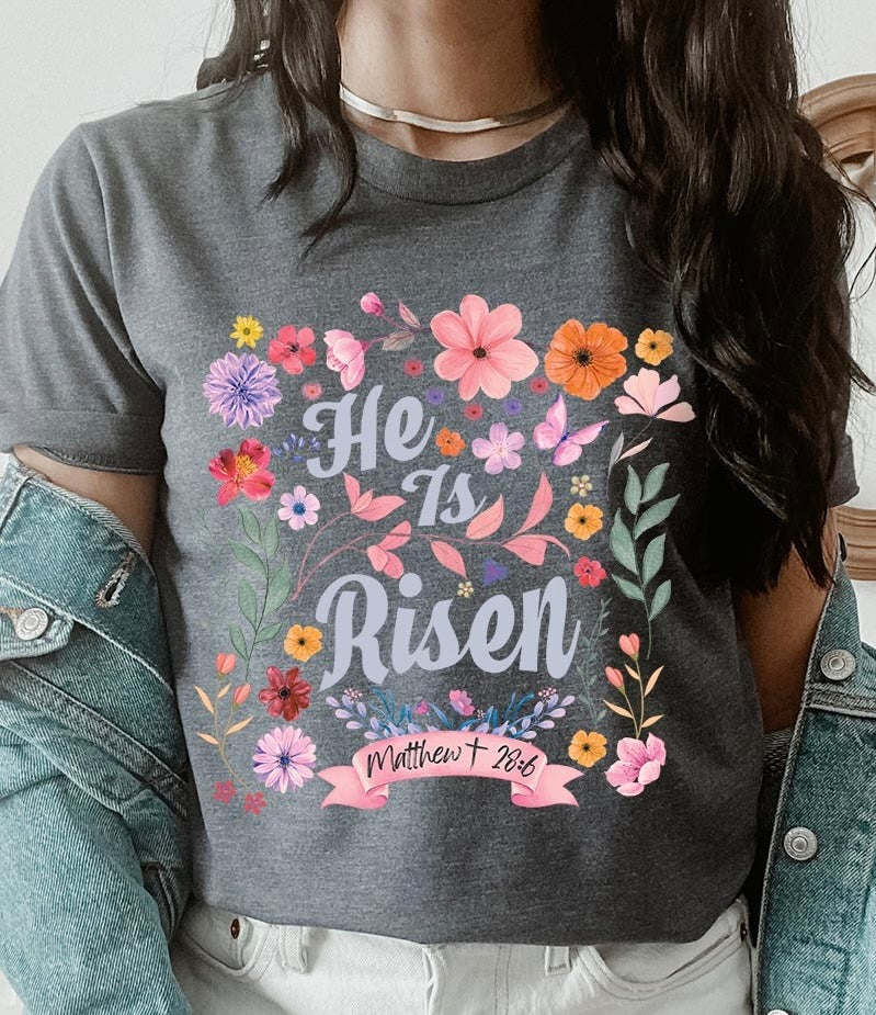 Floral He is Risen Tee