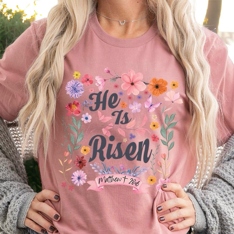 Floral He is Risen Tee