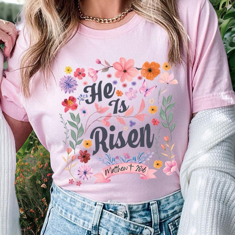 Floral He is Risen Tee