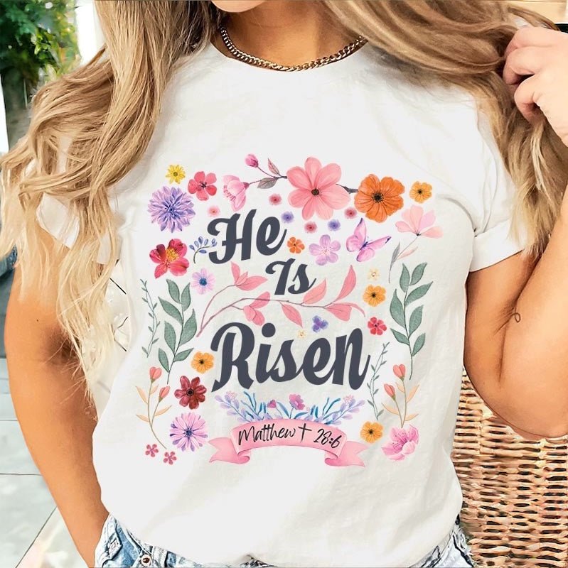 Floral He is Risen Tee